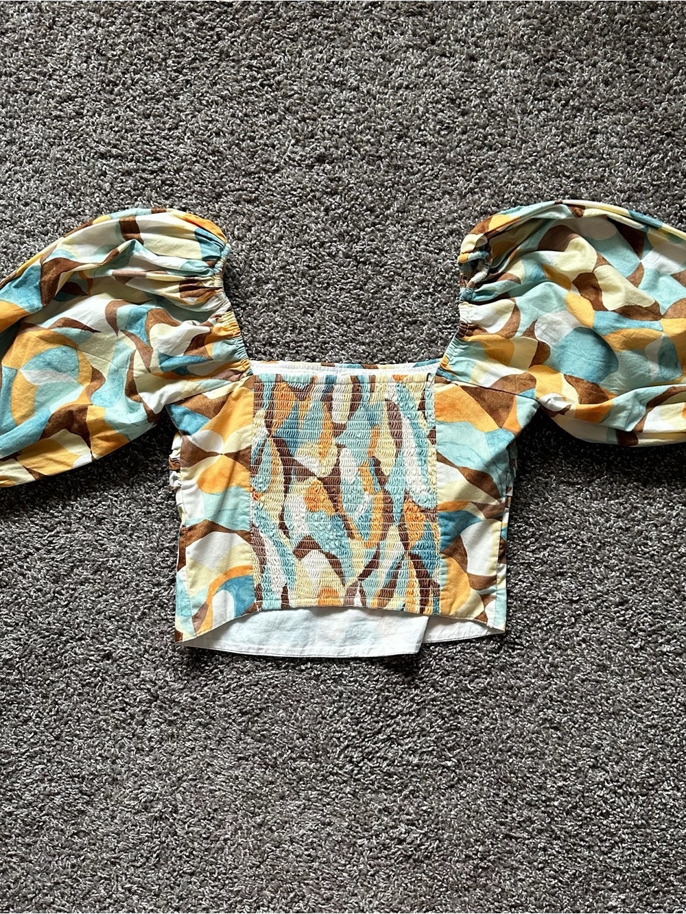 Abercrombie Puff Sleeve Square Neck Crop Top Small - Picture 4 of 4